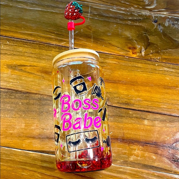 Boss Babe Glass Tumbler with Straw - Picture 1 of 7